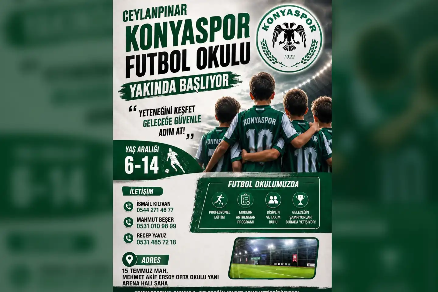 Konyaspor Futbol Okulları Ceylanpınar’da